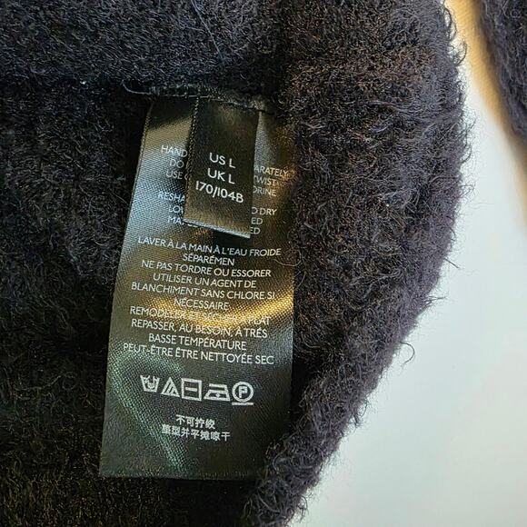 Free People Black Fuzzy Sweater Women’s Large V-Neck Pullover Soft Cozy Knit - Picture 5 of 8